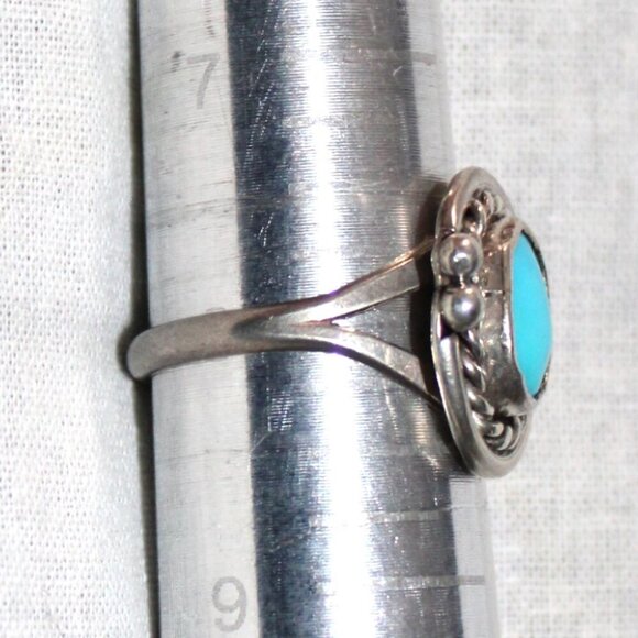 Vintage Sterling Silver South Western Faux Turquoise Ring - Picture 6 of 6